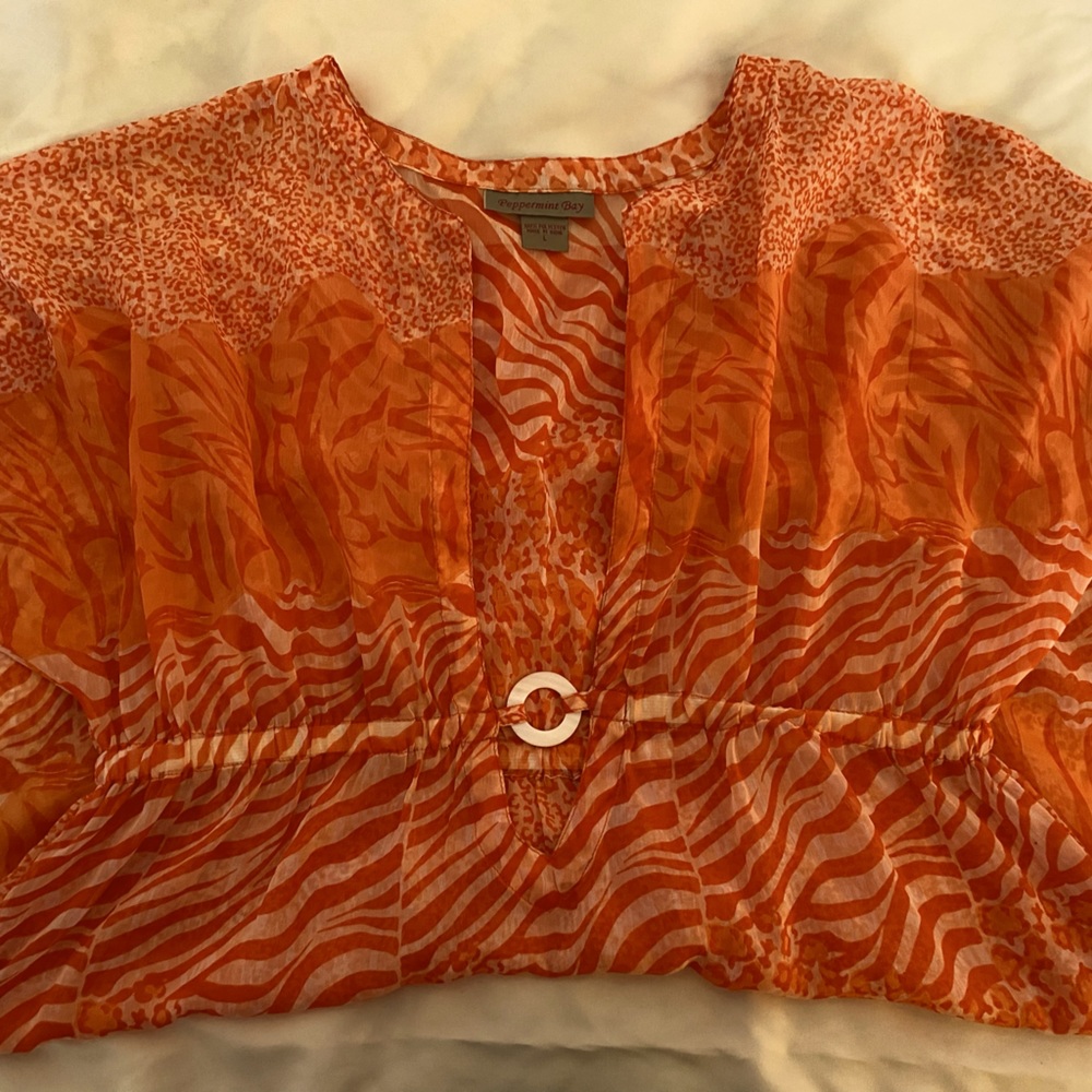 Peppermint Bay Orange Shear Multi Printed Top